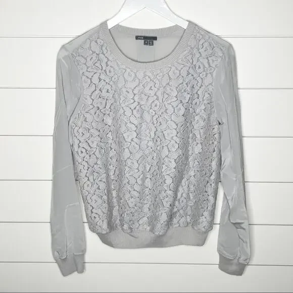 Vince Embroidered Leopard Silk Sweater Nickel Grey Size Small - Picture 1 of 9